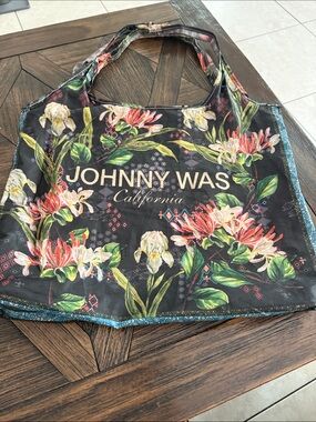 Johnny Was California Floral Nylon Reusable Shopping Tote Bag